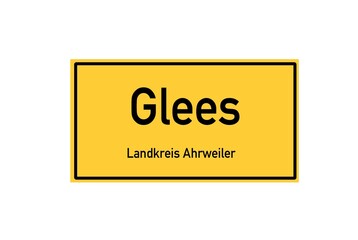 Isolated German city limit sign of Glees located in Rheinland-Pfalz