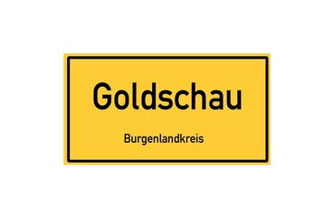 Isolated German city limit sign of Goldschau located in Sachsen-Anhalt