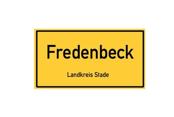 Isolated German city limit sign of Fredenbeck located in Niedersachsen