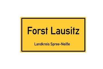 Isolated German city limit sign of Forst Lausitz located in Brandenburg