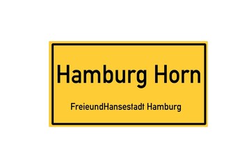 Isolated German city limit sign of Hamburg Horn located in Hamburg