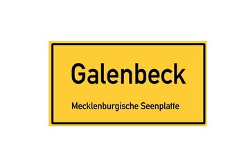 Isolated German city limit sign of Galenbeck located in Mecklenburg-Vorpommern