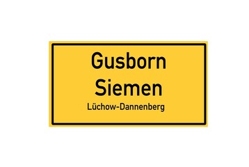 Isolated German city limit sign of Gusborn Siemen located in Niedersachsen