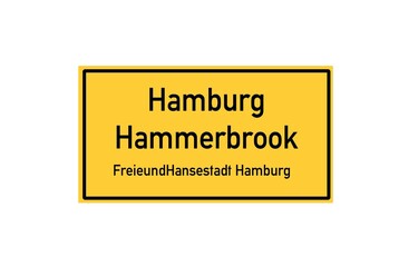 Isolated German city limit sign of Hamburg Hammerbrook located in Hamburg