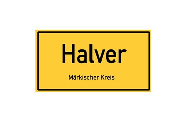Isolated German city limit sign of Halver located in Nordrhein-Westfalen