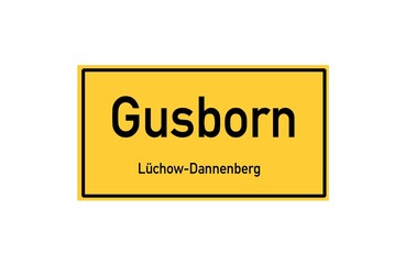 Isolated German city limit sign of Gusborn located in Niedersachsen
