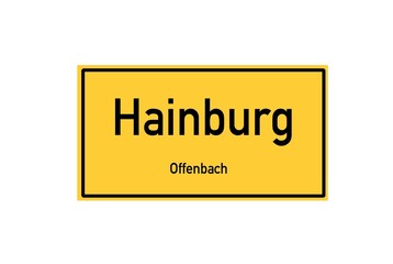 Isolated German city limit sign of Hainburg located in Hessen