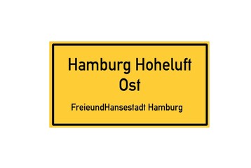 Isolated German city limit sign of Hamburg Hoheluft Ost located in Hamburg