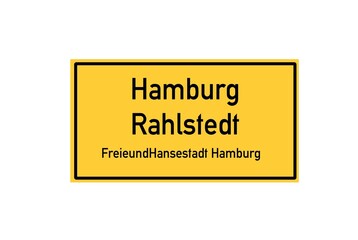 Isolated German city limit sign of Hamburg Rahlstedt located in Hamburg
