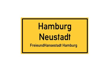 Isolated German city limit sign of Hamburg Neustadt located in Hamburg