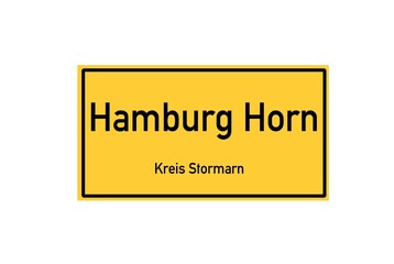 Isolated German city limit sign of Hamburg Horn located in Schleswig-Holstein