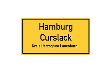 Fototapeta premium Isolated German city limit sign of Hamburg Curslack located in Schleswig-Holstein