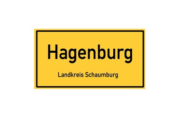 Isolated German city limit sign of Hagenburg located in Niedersachsen