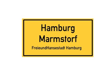 Fototapeta premium Isolated German city limit sign of Hamburg Marmstorf located in Hamburg