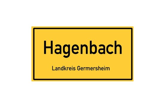 Isolated German city limit sign of Hagenbach located in Rheinland-Pfalz