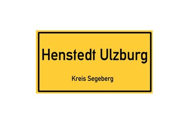 Isolated German city limit sign of Henstedt Ulzburg located in Schleswig-Holstein