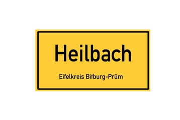 Isolated German city limit sign of Heilbach located in Rheinland-Pfalz