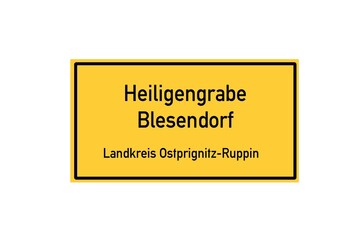 Isolated German city limit sign of Heiligengrabe Blesendorf located in Brandenburg