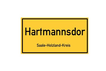 Isolated German city limit sign of Hartmannsdorf located in Th�ringen