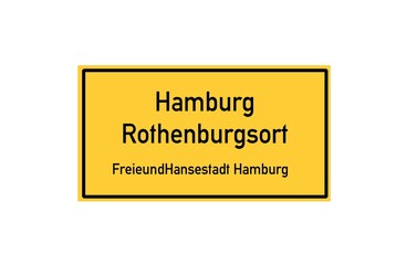 Isolated German city limit sign of Hamburg Rothenburgsort located in Hamburg