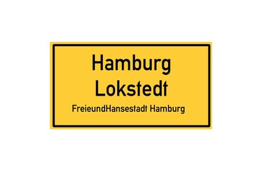 Isolated German city limit sign of Hamburg Lokstedt located in Hamburg
