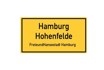 Isolated German city limit sign of Hamburg Hohenfelde located in Hamburg
