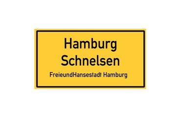 Isolated German city limit sign of Hamburg Schnelsen located in Hamburg
