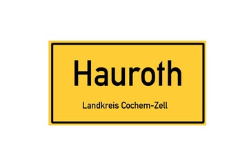Isolated German city limit sign of Hauroth located in Rheinland-Pfalz