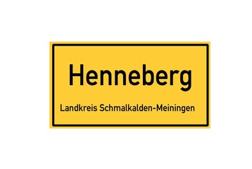 Isolated German city limit sign of Henneberg located in Th�ringen