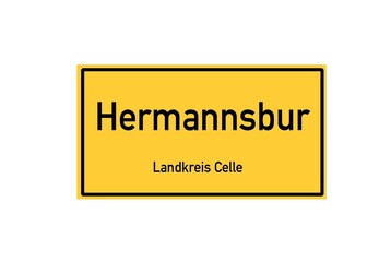 Isolated German city limit sign of Hermannsburg located in Niedersachsen
