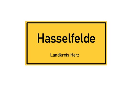 Isolated German city limit sign of Hasselfelde located in Sachsen-Anhalt