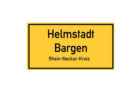 Isolated German city limit sign of Helmstadt Bargen located in Baden-W�rttemberg