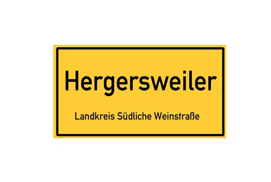 Isolated German city limit sign of Hergersweiler located in Rheinland-Pfalz