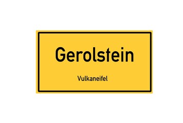 Isolated German city limit sign of Gerolstein located in Rheinland-Pfalz