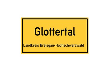 Isolated German city limit sign of Glottertal located in Baden-W�rttemberg