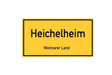 Isolated German city limit sign of Heichelheim located in Th�ringen