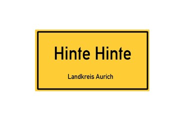 Isolated German city limit sign of Hinte Hinte located in Niedersachsen