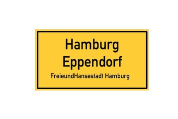 Isolated German city limit sign of Hamburg Eppendorf located in Hamburg