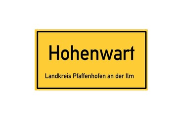 Isolated German city limit sign of Hohenwart located in Bayern