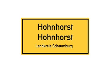 Isolated German city limit sign of Hohnhorst Hohnhorst located in Niedersachsen