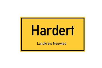 Isolated German city limit sign of Hardert located in Rheinland-Pfalz