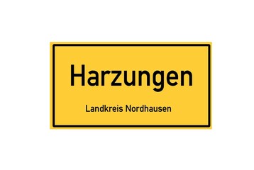 Isolated German city limit sign of Harzungen located in Th�ringen