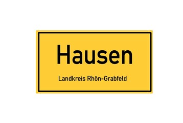 Isolated German city limit sign of Hausen located in Bayern