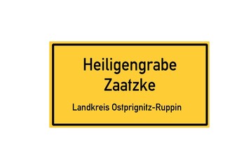 Isolated German city limit sign of Heiligengrabe Zaatzke located in Brandenburg