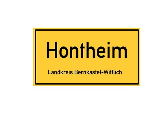 Isolated German city limit sign of Hontheim located in Rheinland-Pfalz