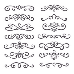 Vintage text dividers and elegant flourish elements. Decorative retro elements for wedding design
