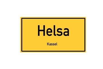 Isolated German city limit sign of Helsa located in Hessen