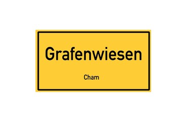Isolated German city limit sign of Grafenwiesen located in Bayern