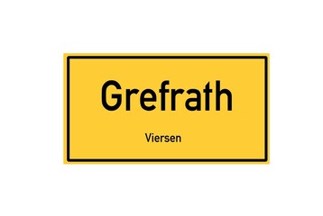Isolated German city limit sign of Grefrath located in Nordrhein-Westfalen