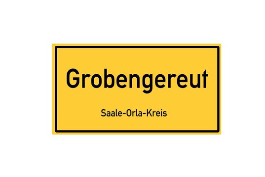 Isolated German city limit sign of Grobengereuth located in Th�ringen